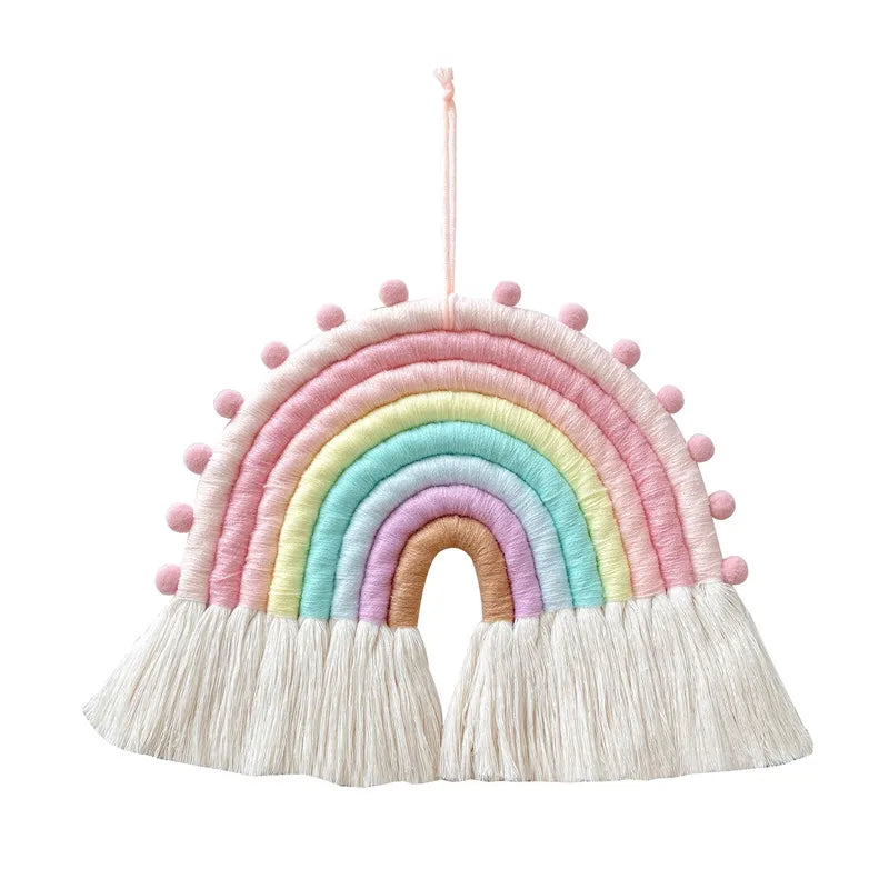 Nordic Rainbow Hanging Ornament DIY Rope Handmade Woven Wall Decor Baby Girl Room Decoration Macrame Hanging Pendant Home Decors