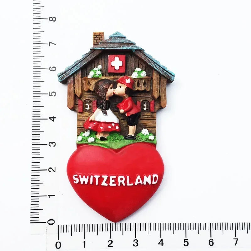 Switzerland Fridge Magnets Swiss Lovely Wooden House Cuckoo Clock Alpine Magnetick Refrigerator Stickers Souvenir Travel Gift