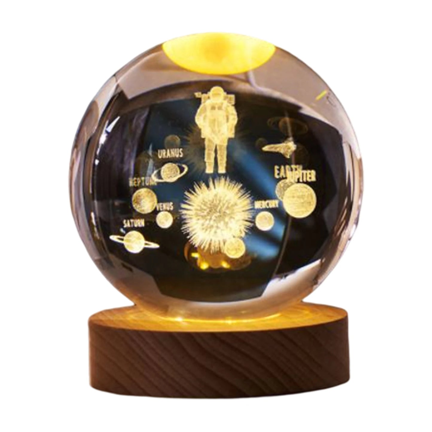 LED Crystal Ball Night Lights Glowing Planet Galaxy Astronaut 3D Moon Table Lamp Atmosphere Lamp Tabletop Decorations Kid Gifts