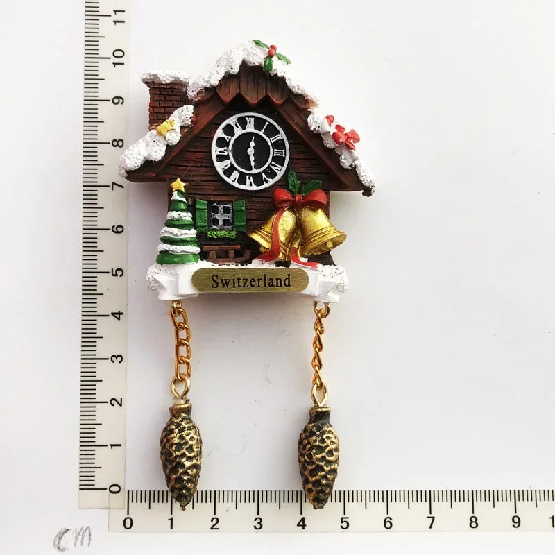 Switzerland Fridge Magnets Swiss Lovely Wooden House Cuckoo Clock Alpine Magnetick Refrigerator Stickers Souvenir Travel Gift