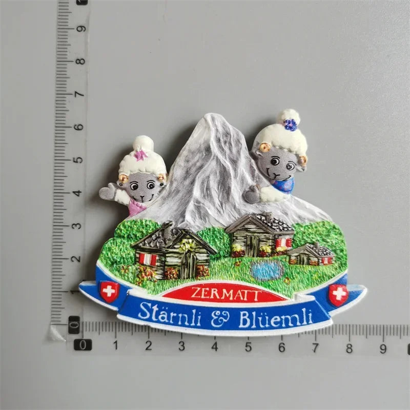 Switzerland Fridge Magnets Swiss Lovely Wooden House Cuckoo Clock Alpine Magnetick Refrigerator Stickers Souvenir Travel Gift