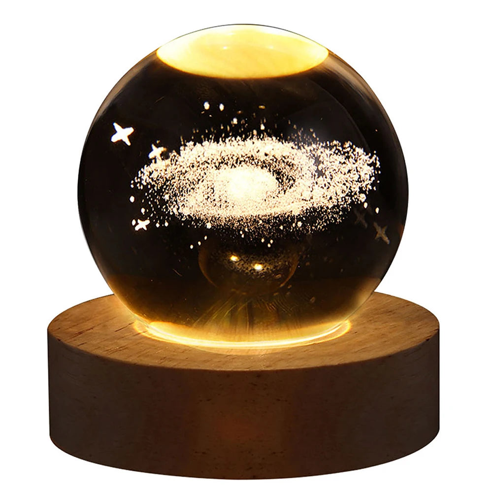 LED Crystal Ball Night Lights Glowing Planet Galaxy Astronaut 3D Moon Table Lamp Atmosphere Lamp Tabletop Decorations Kid Gifts